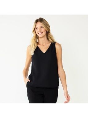 LOFT Black V-Neck Sleeveless Camisole